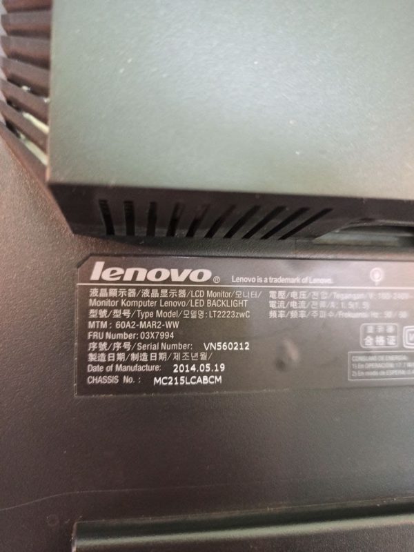 مانیتور ۲۲ اینچ Lenovo LT2223zwc استوک